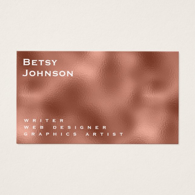 Elegant Minimalist Copper Metallic Business Card (Front)