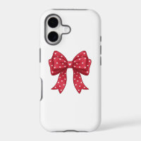 Elegant Minimalist Coquette Red Bow with Hearts