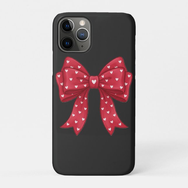 Elegant Minimalist Coquette Red Bow with Hearts Case-Mate iPhone Case (Back)