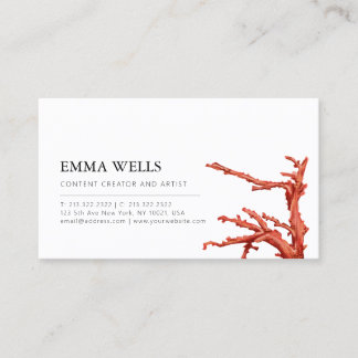 Elegant Minimalist Coral Business Card