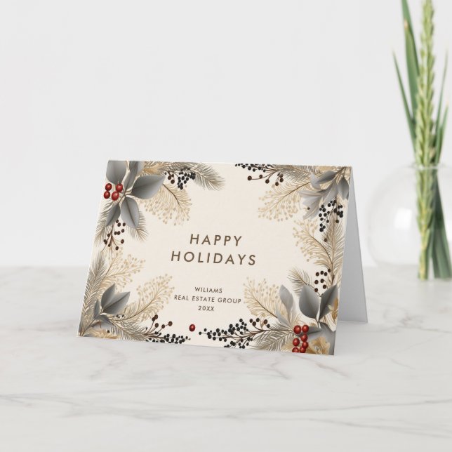 Elegant Minimalist Corporate Bohemian Christmas Holiday Card (Front)