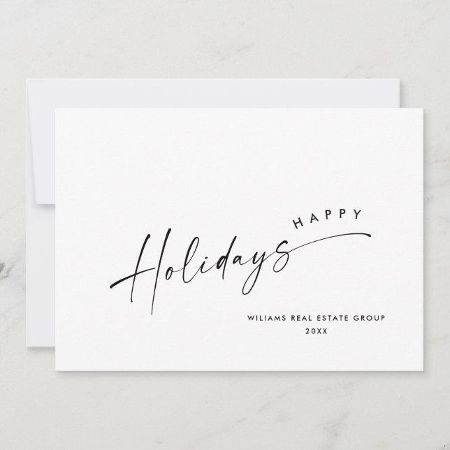 Elegant Minimalist Corporate Christmas Greeting Ho Holiday Card (Front)