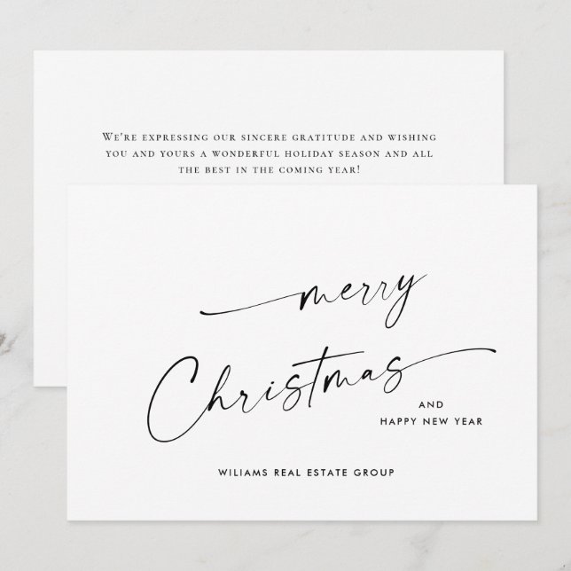 Elegant Minimalist Corporate Christmas Greeting Ho Holiday Card (Front/Back)