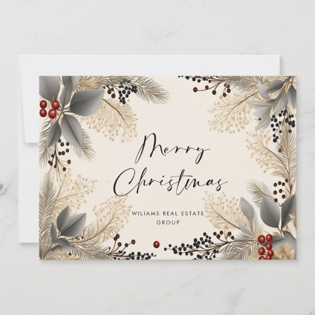 Elegant Minimalist Corporate Christmas Greeting Holiday Card (Front)