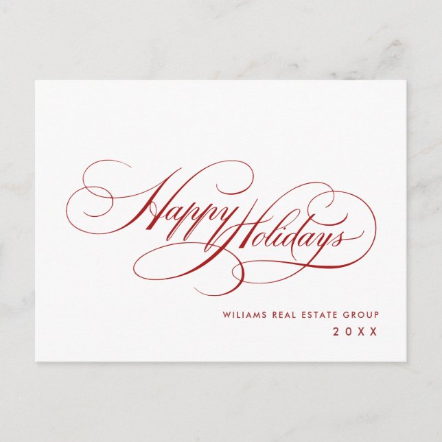 Elegant Minimalist Corporate Christmas Holiday Postcard (Front)
