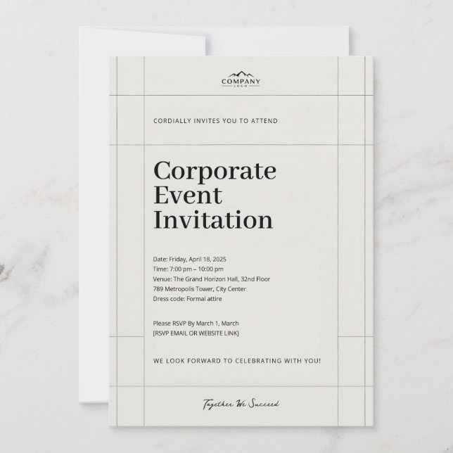 Elegant Minimalist Corporate Event Invitation (Front)