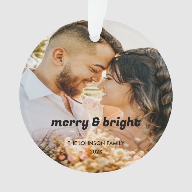 Elegant Minimalist Couple Photo | Christmas  Ornament (Front)
