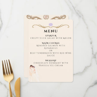 Elegant Minimalist Couple Wedding Menu Card