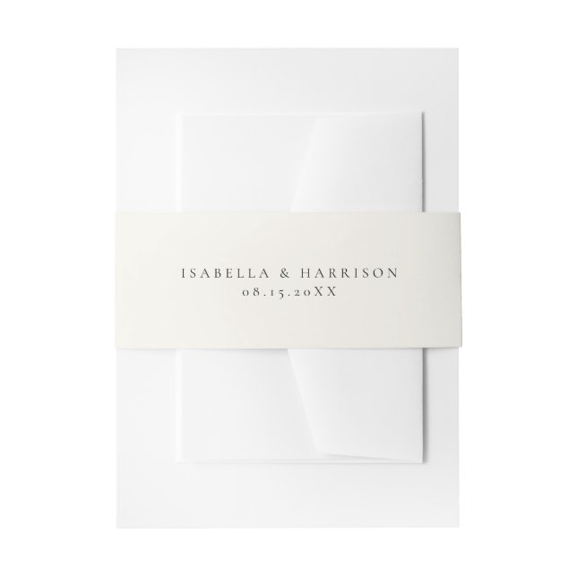 Elegant Minimalist Cream Beige Wedding Suite Invitation Belly Band (Front Example)