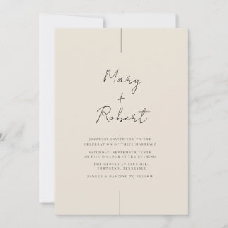 Elegant Minimalist Cream Modern Wedding Invitation