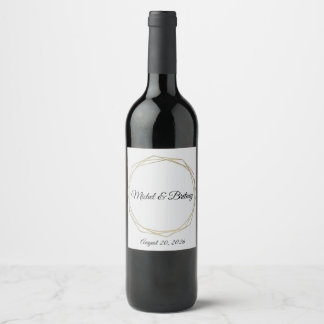 Elegant Minimalist Cream Wedding Wine Label