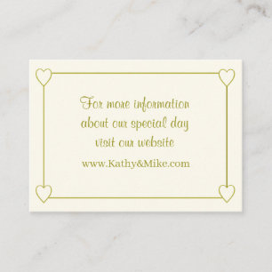 Elegant Minimalist Creamy White Golden Wedding Enclosure Card