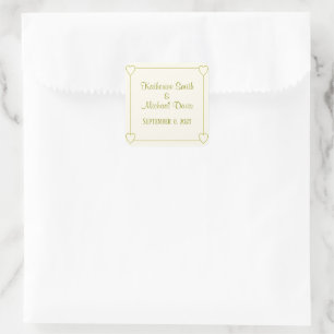 Elegant Minimalist Creamy White Golden Wedding Square Sticker