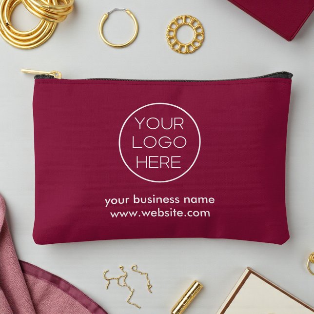 Elegant Minimalist Custom Business Logo | Burgundy Accessory Pouch (Creator Uploaded)