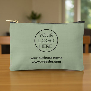 Elegant Minimalist Custom Business Logo   Fo Green Accessory Pouch