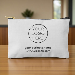 Elegant Minimalist Custom Business Logo Grey Accessory Pouch