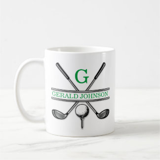Elegant Minimalist Custom Golf Monogram Frosted Gl Coffee Mug