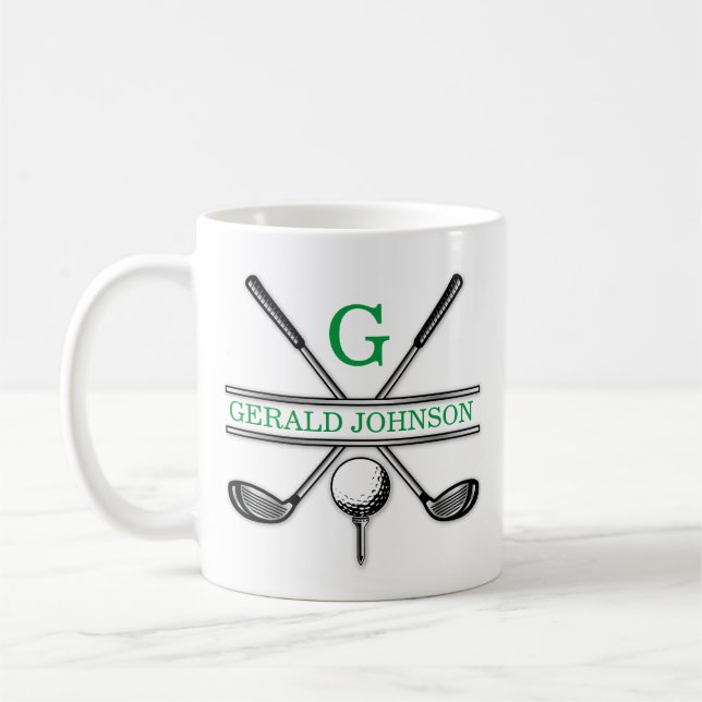 Elegant Minimalist Custom Golf Monogram Frosted Gl Coffee Mug (Left)