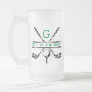 Elegant Minimalist Custom Golf Monogram Frosted Gl Glass Beer Mug