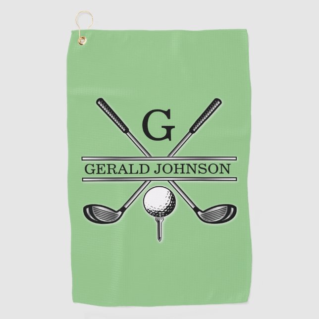 Elegant Minimalist Custom Golf Monogram Golf Towel (Front)