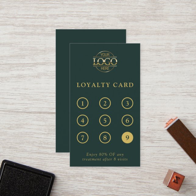 Elegant Minimalist Custom Small Business Logo Loyalty Card (Front/Back In Situ)