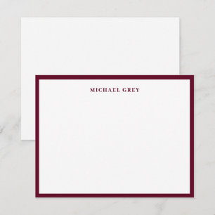 Elegant Minimalist Dark Burgundy Name Border Flat Card