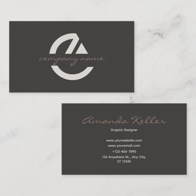 Elegant Minimalist Dark Business Card (Front/Back)