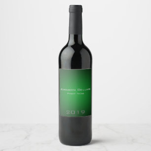 Elegant Minimalist Deep Green Vignette Custom Wine Label