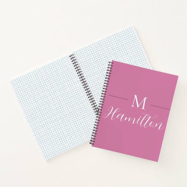 Elegant Minimalist Deep Pink Monogram Name Notebook (Inside)