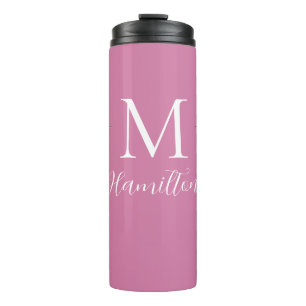 Elegant Minimalist Deep Pink Monogram Name Thermal Tumbler