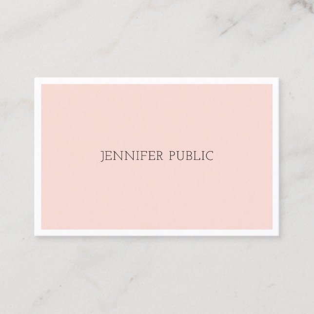 Elegant Minimalist Design Blush Pink Professional Business Card (Front)