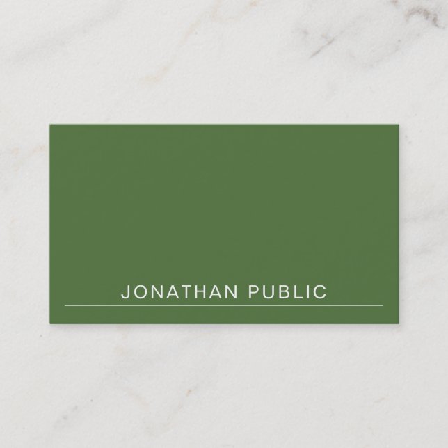 Elegant Minimalist Design Green Plain Trendy Business Card (Front)