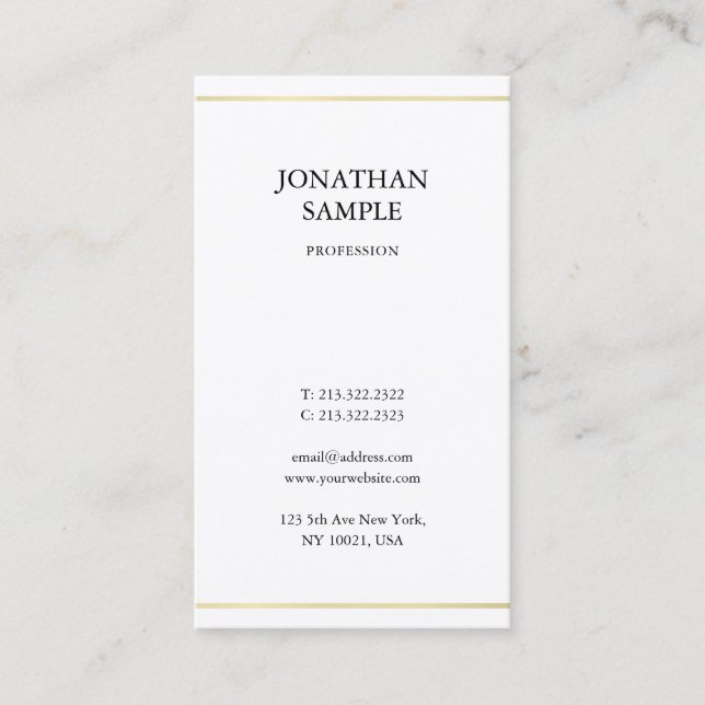 Elegant Minimalist Design Modern Gold Look Trendy Business Card (Front)