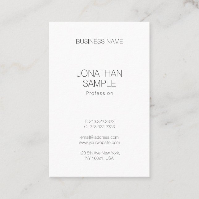 Elegant Minimalist Design Modern Vertical Template Business Card (Front)