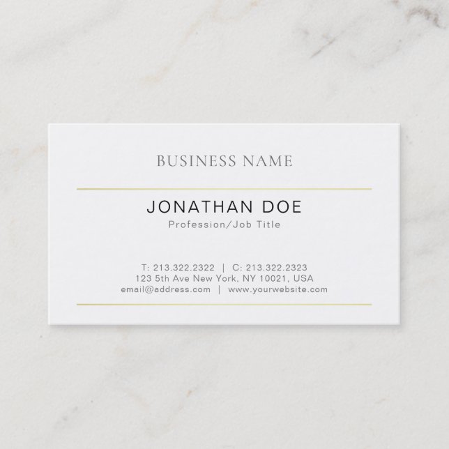 Elegant Minimalist Design Trendy Plain Modern Luxe Business Card (Front)