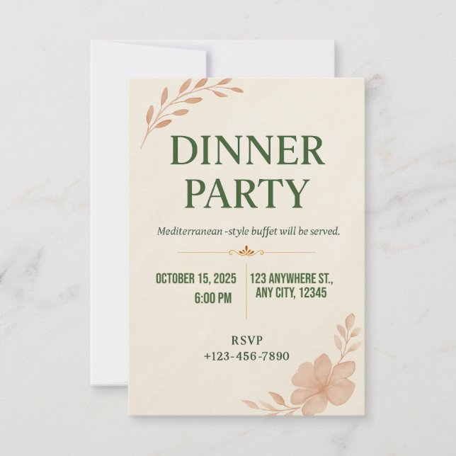 Elegant Minimalist Dinner Party Invitation (Front)