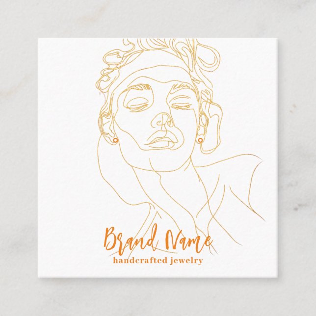 Elegant Minimalist Drawing Earring Display (Vol.2) Square Business Card (Front)