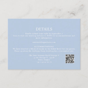 Elegant Minimalist Dusty Blue Details QR Code  Enclosure Card