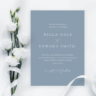 Elegant Minimalist Dusty Blue Formal Wedding Invitation