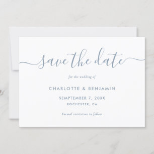 Elegant Minimalist Dusty Blue Save The Date