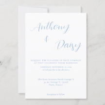 Elegant Minimalist Dusty Blue Wedding Invitation