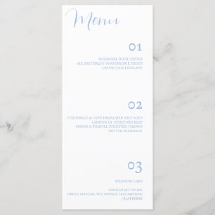 Elegant Minimalist Dusty Blue Wedding Menu