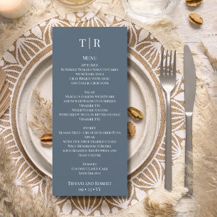 Elegant Minimalist Dusty Blue Wedding Menu