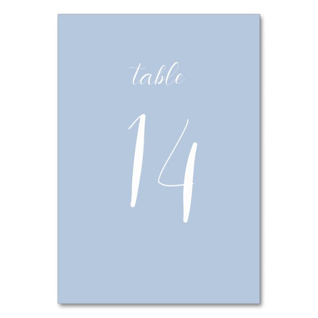 Elegant Minimalist Dusty Blue Wedding Table Card (Front)