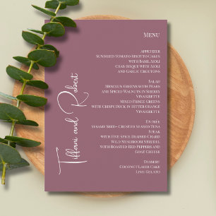 Elegant Minimalist Dusty Pink Big Names Wedding Menu