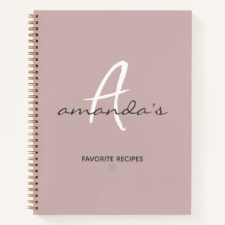 Elegant Minimalist Dusty Pink Recipe  Notebook