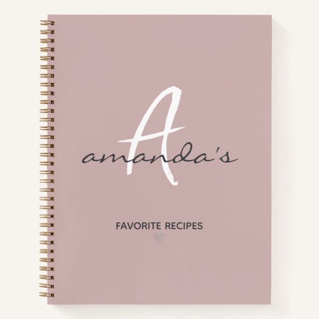 Elegant Minimalist Dusty Pink Recipe  Notebook (Front)