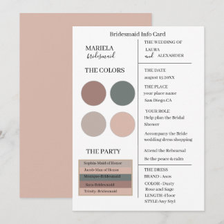 Elegant Minimalist Dusty Rose and Sage Bridesmaid  Invitation
