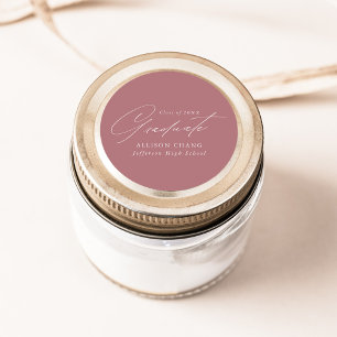 Elegant Minimalist Dusty Rose Graduation Classic Round Sticker