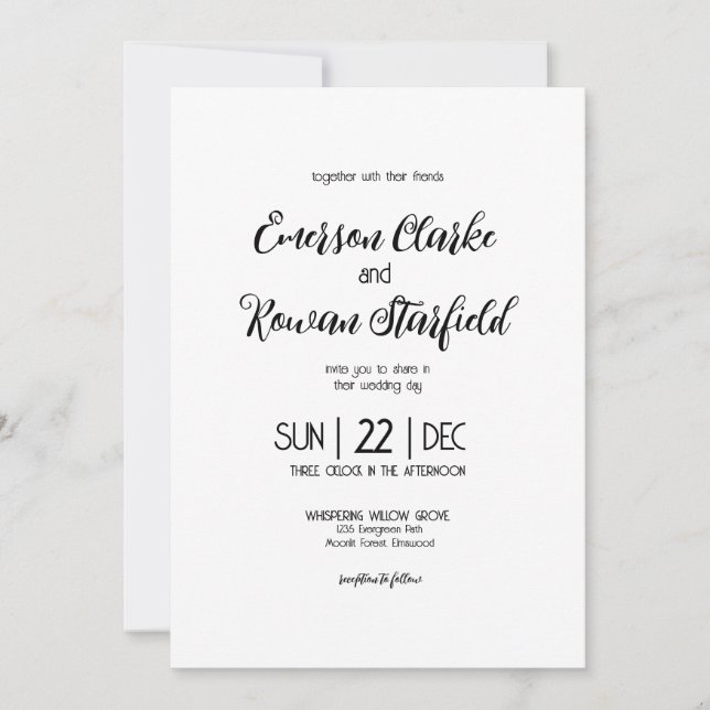 Elegant minimalist editable Wedding  Invitation (Front)